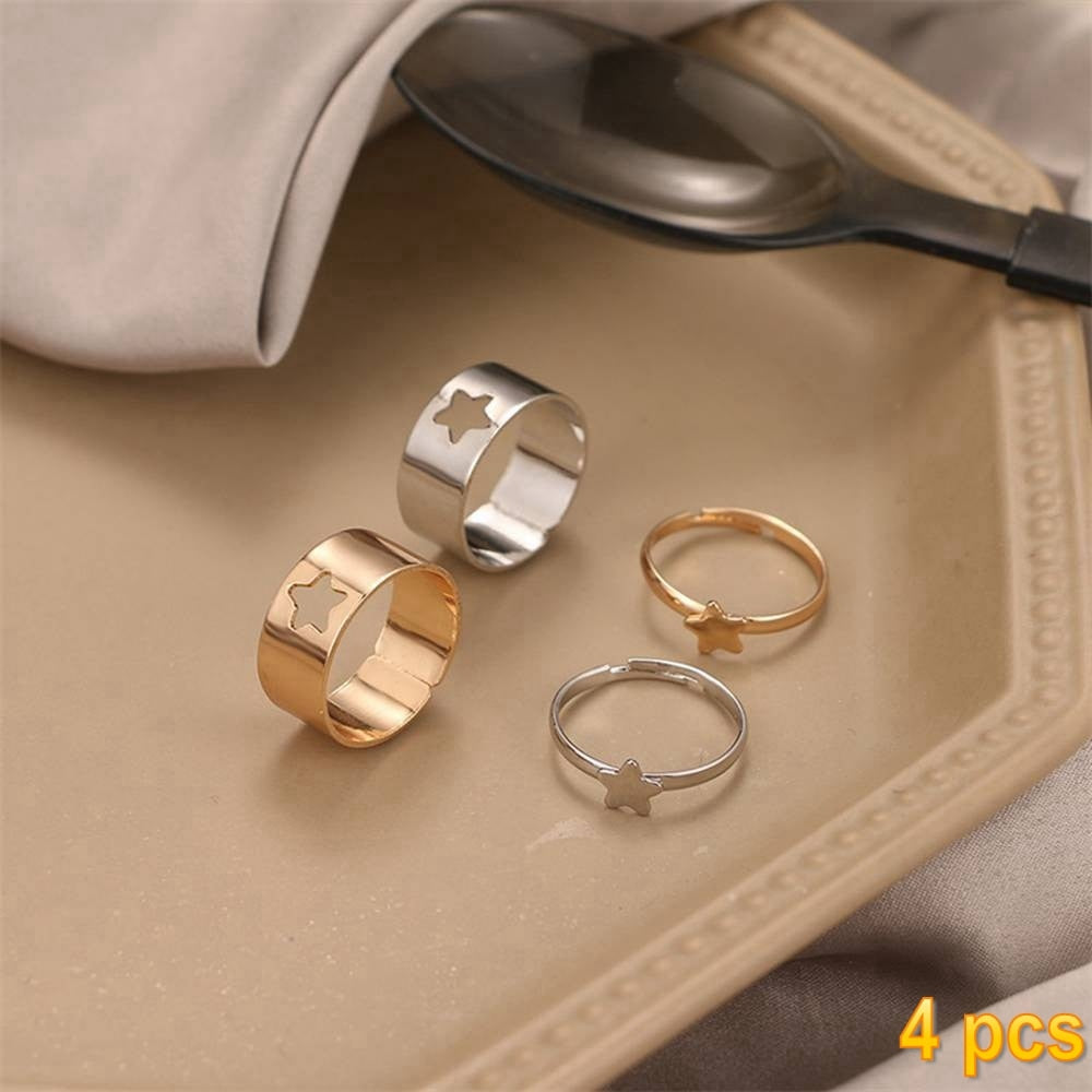 IFMIA Trendy Gold Butterfly Rings For Women Men Lover Couple Rings Set