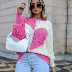 Aesthetics Sweater Women Heart Striped Fashion Sweaters E-girl Sweet