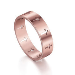 Rinhoo Stainless Steel Couple Rings Women Men Hollow Cross Personality