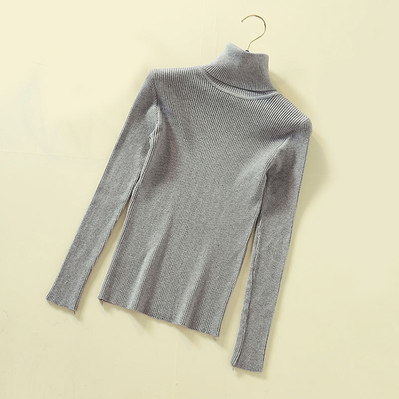 Turtleneck Women Pullover Sweater Spring Jumper Knitted Basic