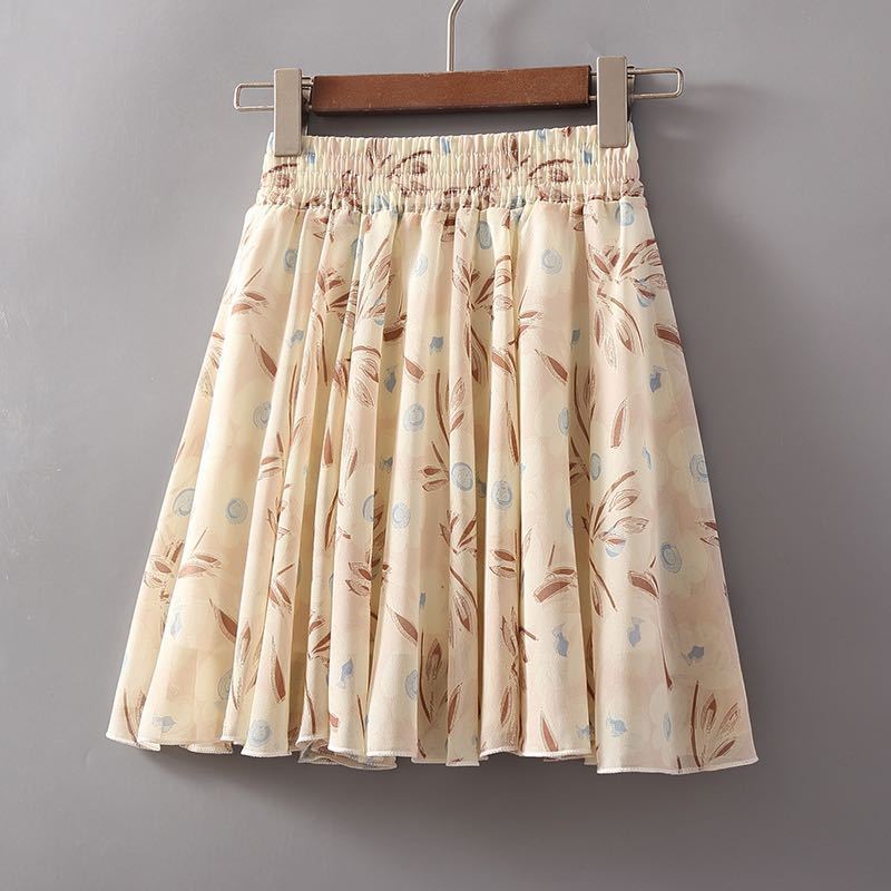 summer big swing skirt high waist chiffon A-line short skirt umbrella skirt
