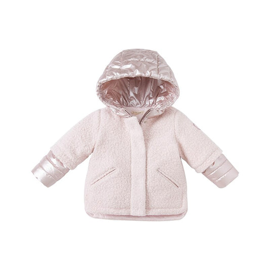 Winter Baby Girls F ashion patchwork solid hooded padded coat