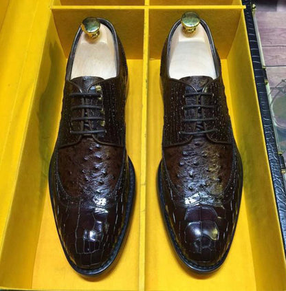 Shoes men Embossed Leather Black Men Goodyear Oxfords Shoes