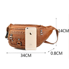 Fashion Rivets Women Belt Waist Bag Designer Fanny Pack Soft PU Leather