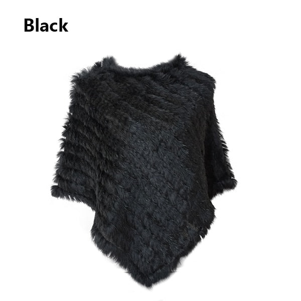 Real Fur Knitted Natural Fur Poncho Vest Fashion Wrap Coat Shawl