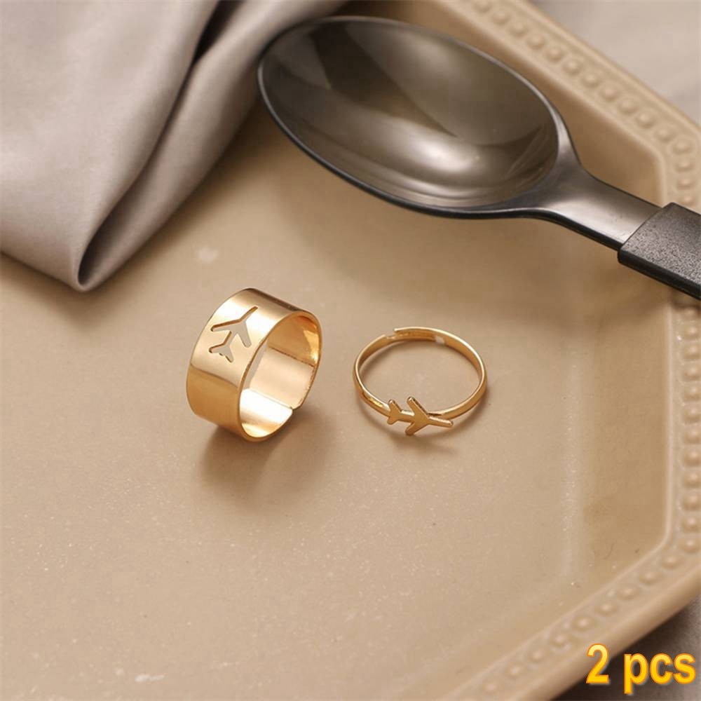 Trendy Gold Butterfly Rings For Women Men Lover Couple Rings Set