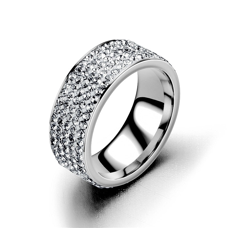 Hip Hop Iced Out CZ Bling Men Ring Black/Gold/Silver Color Stainless Steel