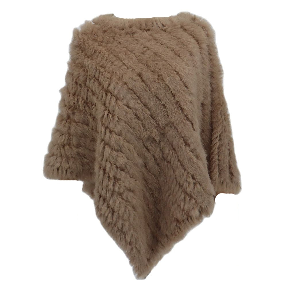 Real Fur Knitted Natural Fur Poncho Vest Fashion Wrap Coat Shawl