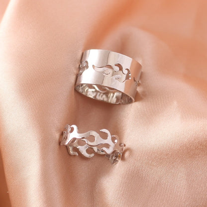 Silver Color Butterfly Rings For Women Men Lover Couple Ring Set Friendship