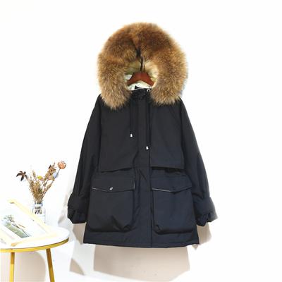 Winter Jacket Women Large Natural Fur White Down Coat