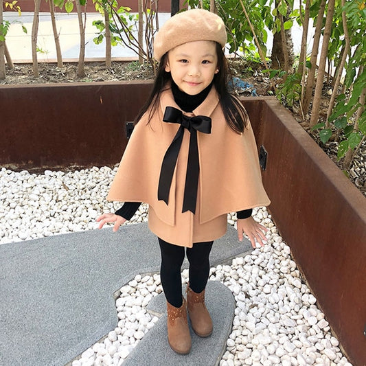 Children's woollen coat cape boys and girls woollen windbreaker Fashion shawl