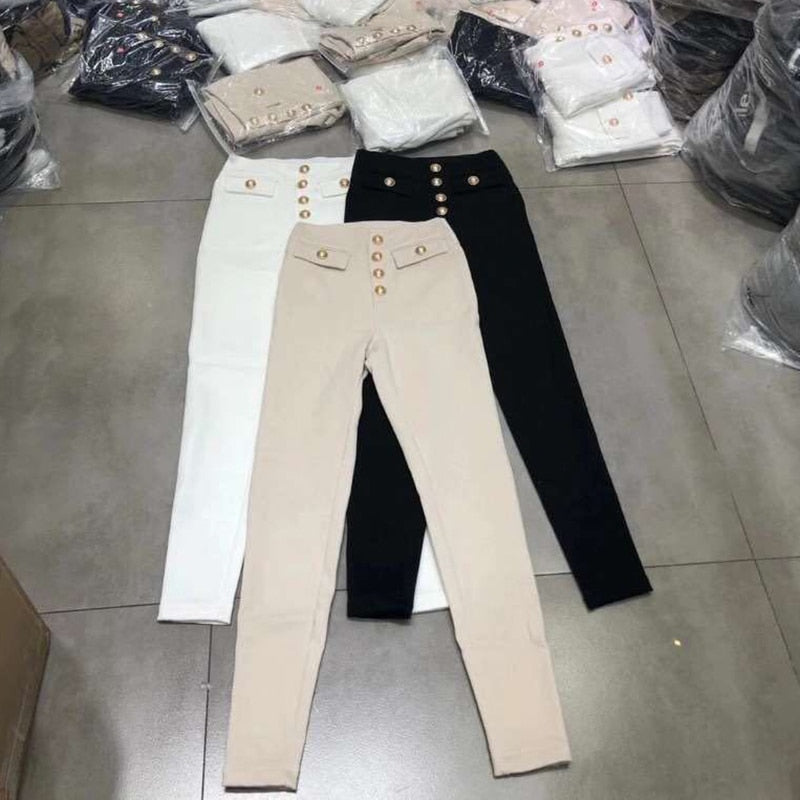 Slim Women Skinny Pencil Jeans Button Plus Size S-3XL Mom Denim Pants