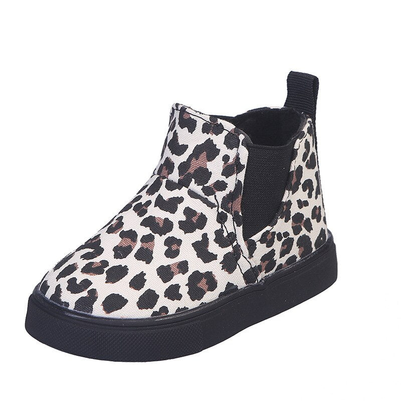 Leopard Children Snow Boots Slip on Toddler Girl Boots Baby Winter Shoes