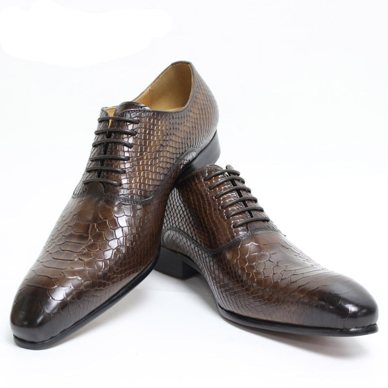 Luxury Men Oxford Shoes Prints Classic Style Dress Leather Shoes