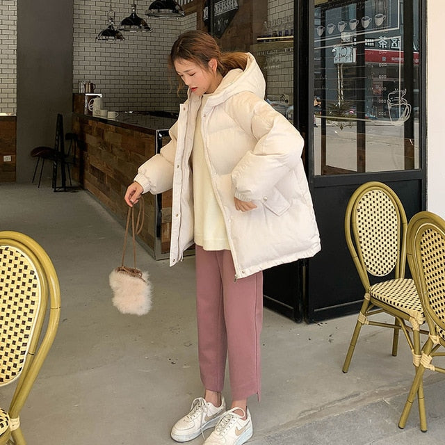 Women Short Jacket Winter Thick Hooded Cotton Padded Coats