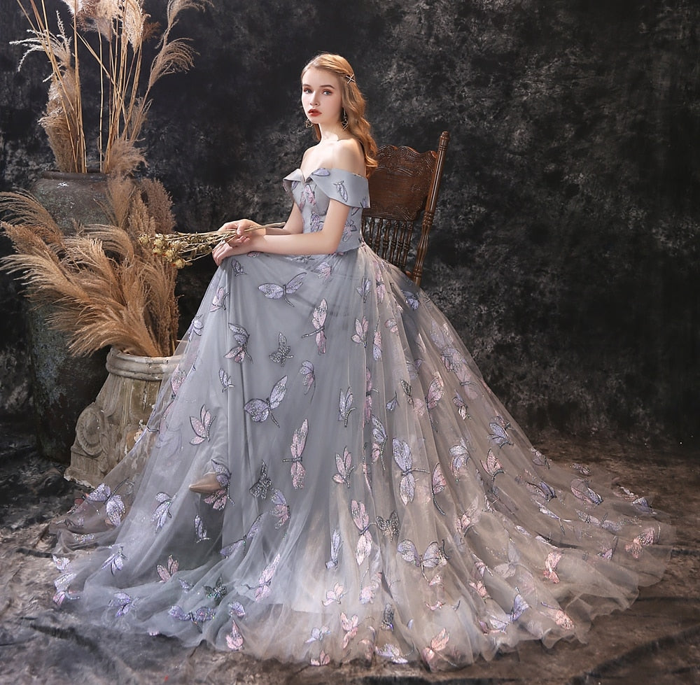 Homecoming Dresses: Prom Dresses Off Shoulder Long Floor Length Lace Sequined