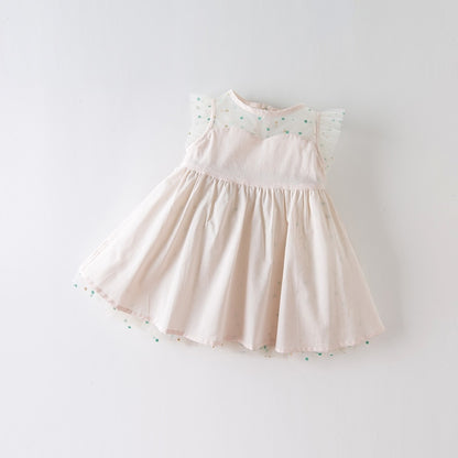 dave bella summer baby girl fashion bow dots print dress with a headwear