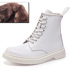 Genuine Leather Boots Women White Ankle Boots Motorcycle Boots Female