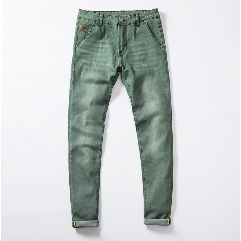 7 Color Men Stretch Skinny Jeans Fashion Casual Slim Fit Denim Trousers Male