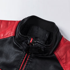 Winter Casual Motor Spliced Leather Jacket Coat Men