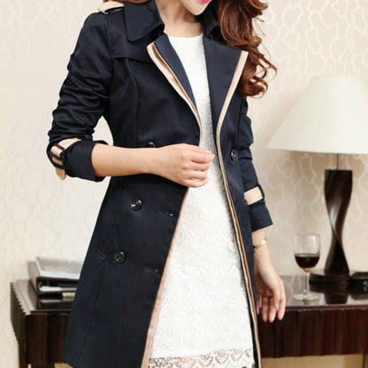 Trench Coat For Women Autumn Casual Double Breasted Female