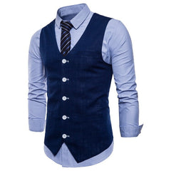 Casual Cotton Linen Mens Suit Vest Slim Fit Single Breasted Sleeveless Waistcoat