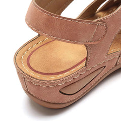 Women Sandals Summer Ladies Girls Leather Vintage Sandals Buckle