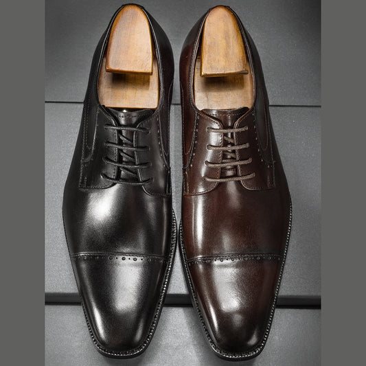 High Quality Luxury Handmade Dress Shoes Men Lace-Up Derby Shoes