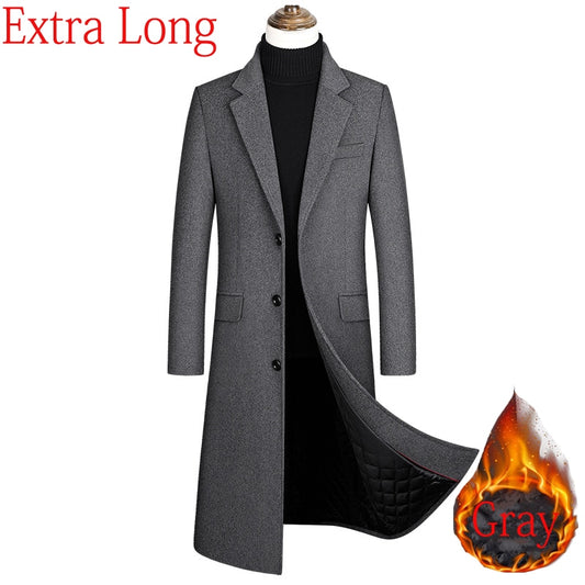 Extra Long Wool Trench Coat Male Winter Brand Mens Cashmere Coat