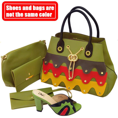 Italian Lady Shoes with Matching Bag for African Women Shoes and Bag Set