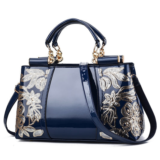 Embroidery Women Bag Leather Purses and Handbags Luxury Shoulder Bags