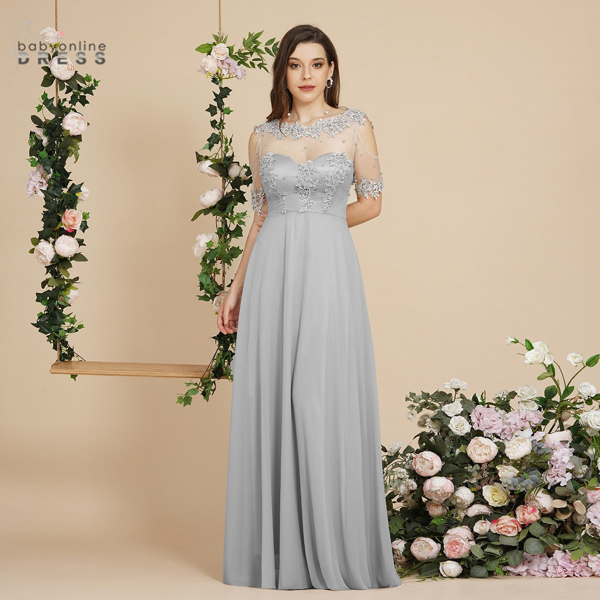 Homecoming Dresses: Long Prom Dresses Applique Pearls Transparent Back Dress