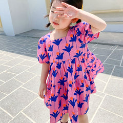 Summer Girls Dress Fashion Bright Bright Color Flower Dresses Big Large Loose