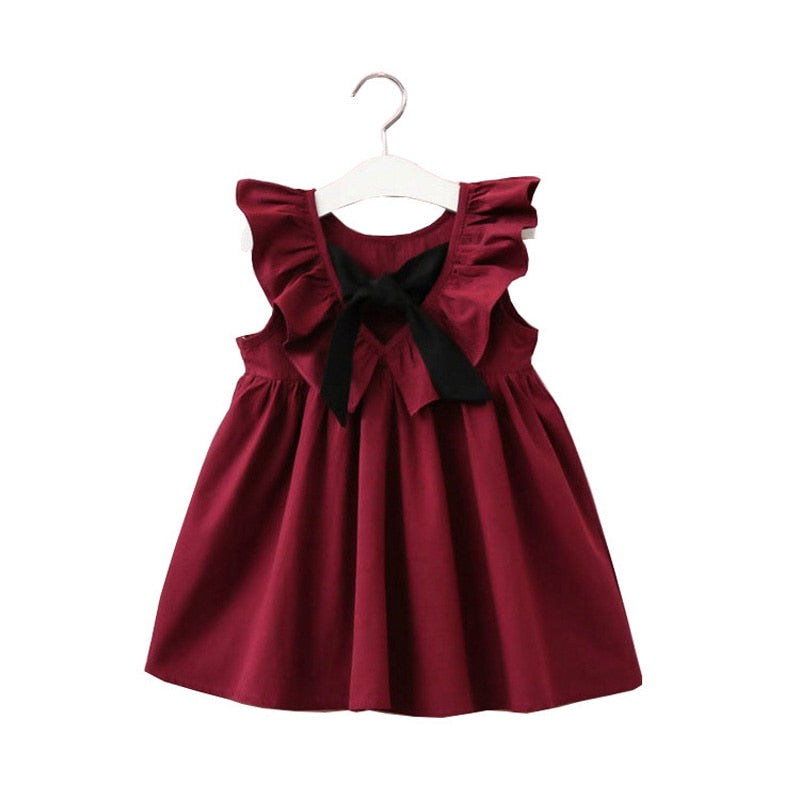 Girls Dress Strap Hollow Embroidery Casual Sleeveless Party Princess Dress