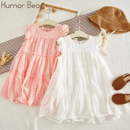 Humor Bear Summer Girl Dresses Soild Dresses Princess Girls Clothes