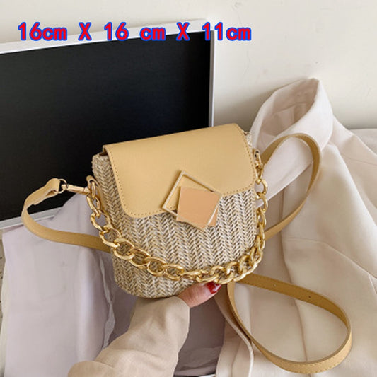 Small Straw Bucket Bags For Women Summer Crossbody Bags Lady Travel