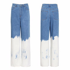 Casual Loose Painted Women Full Length Jeans High Waist Hit