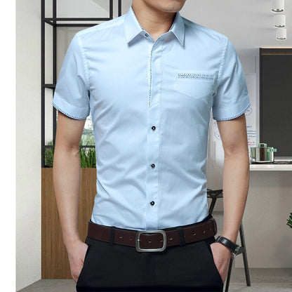 Men's Shirt Brand Luxury Men Cotton Short Sleeves Dress