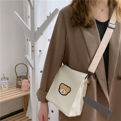 Casual Cute Bear Messenger Bag Girl Canvas Shoulder Bag Women Fashion