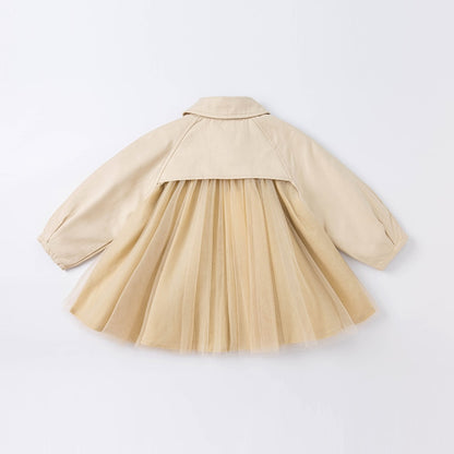 Spring Baby Girls Fashion Solid Pockets Mesh Coat Cute