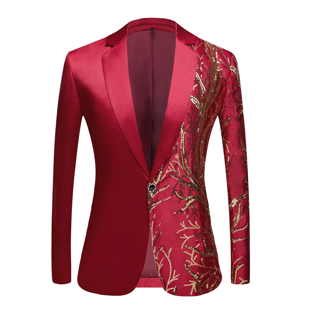 Tuxedo for Mens: Men's black  Sequin Party Blazer Slim Fit Wedding Party Suit Jackets