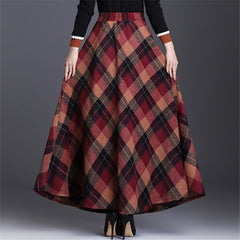 Neophil Woolen Warm S-3XL Thick Plaid Skirts Winter Women England Style