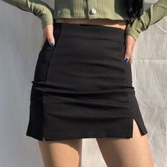 Skirts Women Black Split Office Ladies   High Waist Elegant Slim Mini Skirt Student