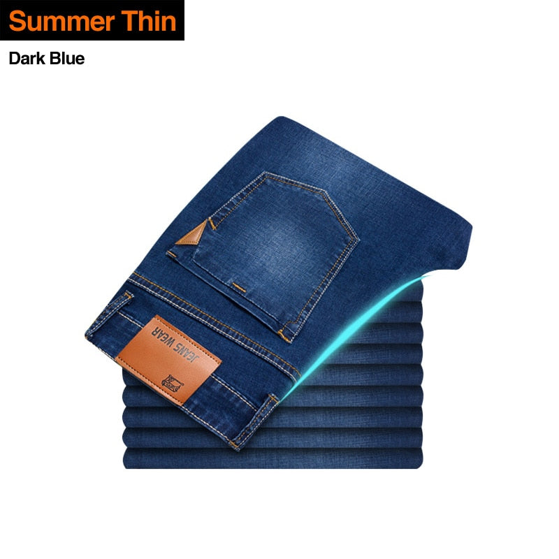 Brother Wang Classic Style Men Brand Jeans Business Casual Stretch Slim
