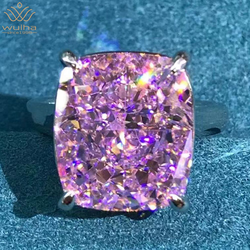 Solid 925 Sterling Silver 3EX Cushion Cut 8CT VVS Pink Created