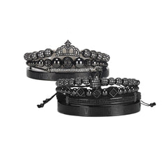 Luxury Royal King Queen Crown charms colorfast Bracelet Stainless steel CZ beads