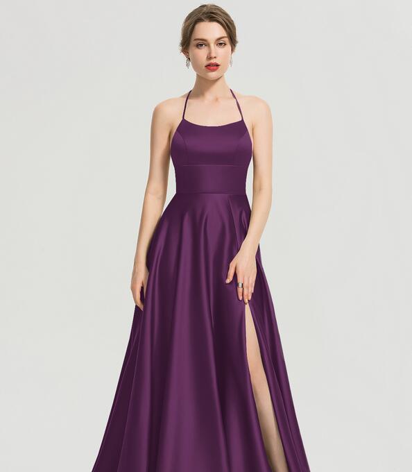 Evening wear Dresses: Long Prom Dresses Green Evening Dress Satin Prom Gowns