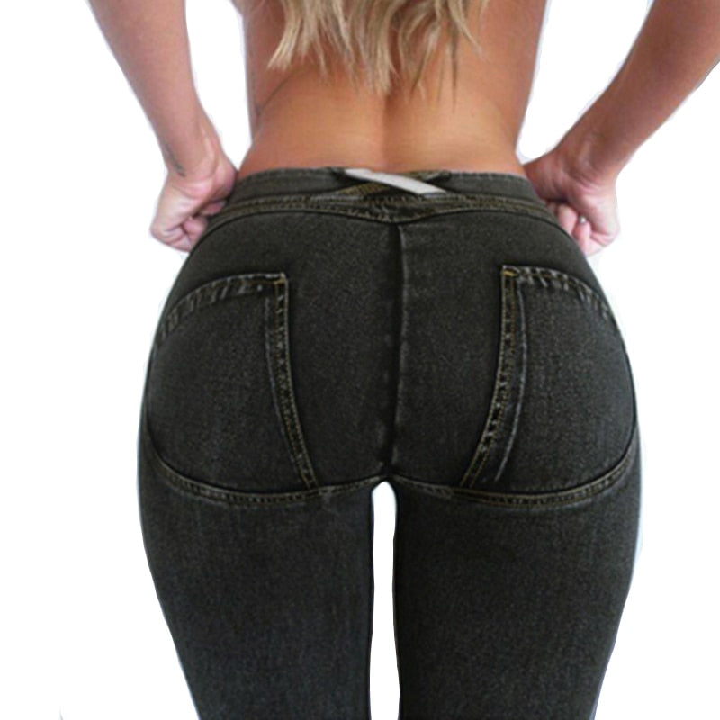 Low Waist for Women Skinny Push up Jeans Slim Fit Femme Mid Rise Fitness