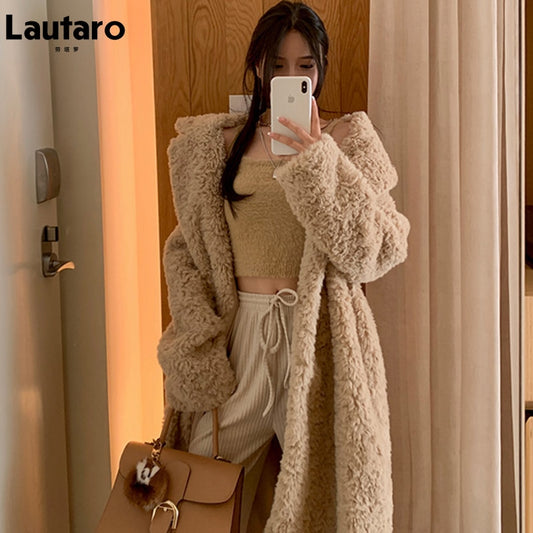 Lautaro Winter Long Oversized Shaggy Fuzzy Warm Thick Fluffy Faux Fur Coat