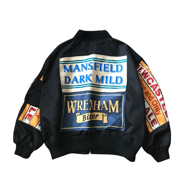 Spring Jacket Women Windbreaker Coat Patch Designs Harajuku Loose Bomber